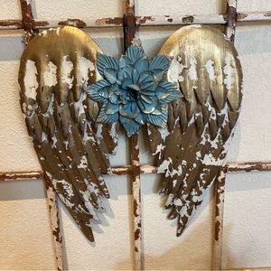 15” gold metal Angel wings wall hanging